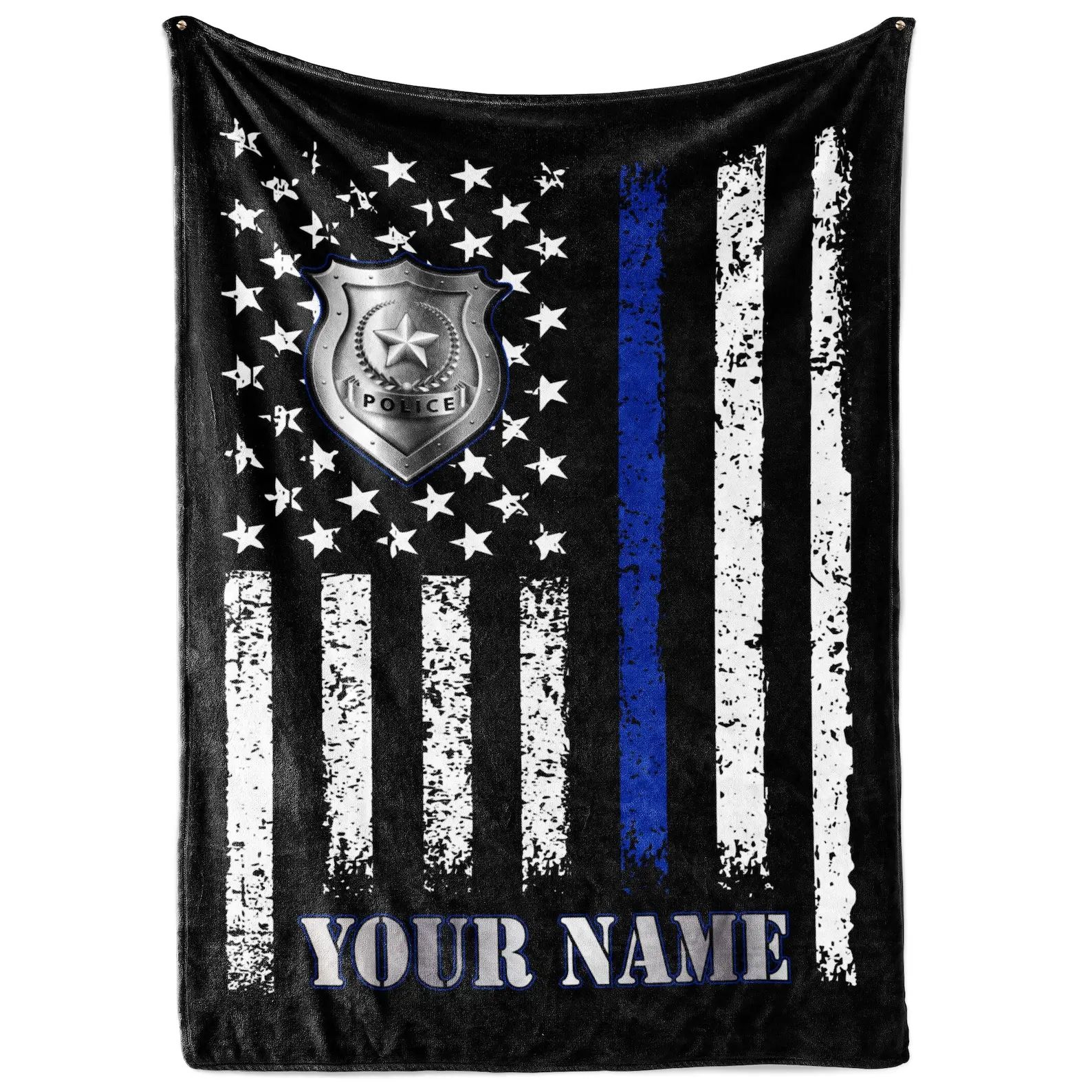 Personalized Police Blanket | Customized Living Room Home Decor | Law Enforcement Baby Blanket Gift | Thin Blue Line Man Cave Throw