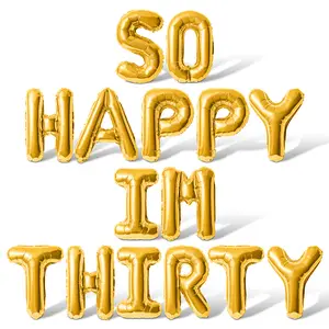 Letter Balloons - SO HAPPY IM THIRTY 16" Inch Alphabet Letters Foil Mylar Balloon 30th Birthday Party Banner