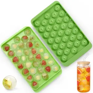 Round Ice Cube Trays for Freezer,1"x33 Round Ice Cube Mold,Small Circle Ice Cube Tray with Lid,Ice Ball Maker Mold Making Sphere Ice Cube Chilling Drinks,Coffee(Round Ice Cube Trays for Freezer) Plastic Utensils