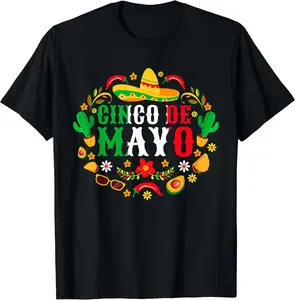 Five De Mayo Let's Party Squad De Mayo Mexican Men Women T-Shirt Top Womenswear