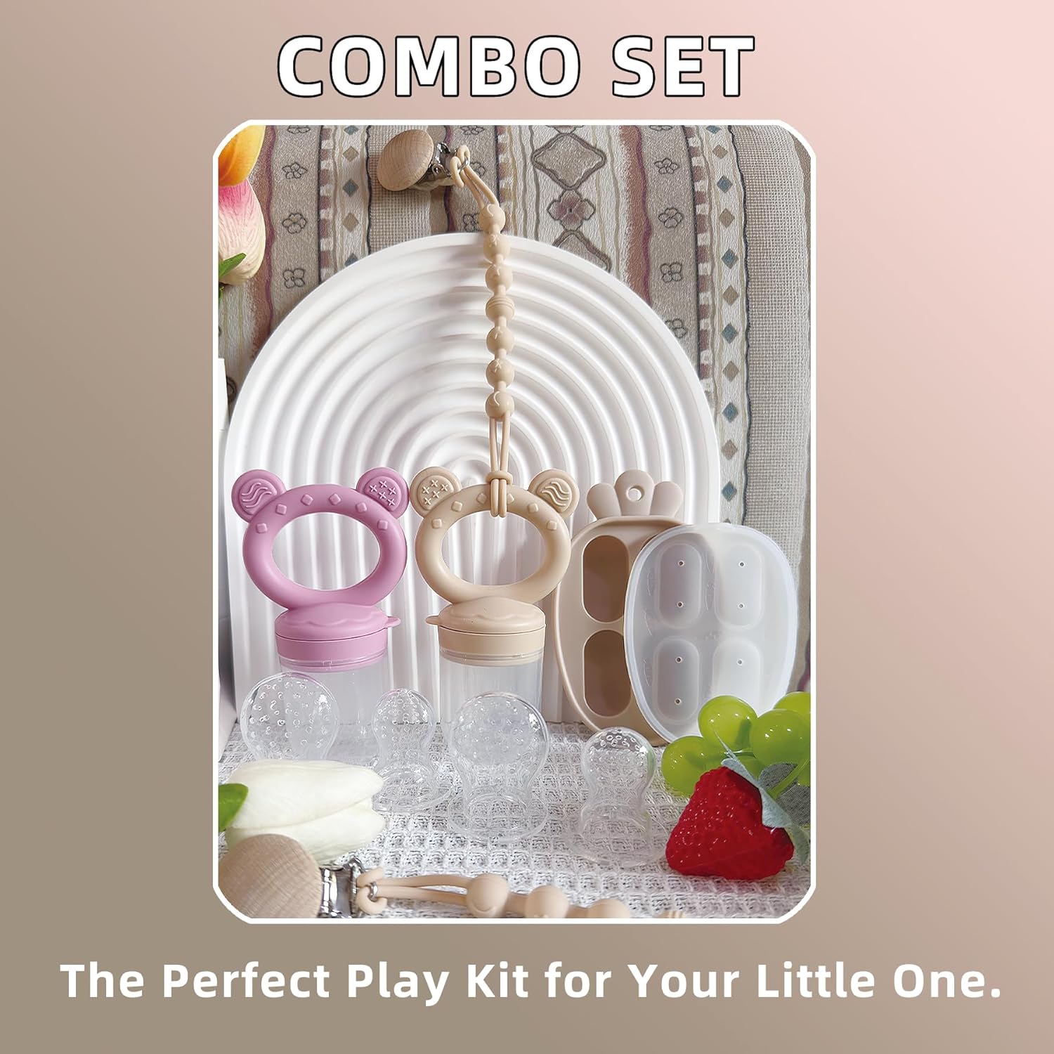 4 Pack Baby Fruit Feeder & Breastmilk Popsicle Molds – Silicone Teething Feeder Pacifier with Lids & Clips, Anti-Drop Fresh Food Feeder for Babies, Easy-Clean Teether for Infants