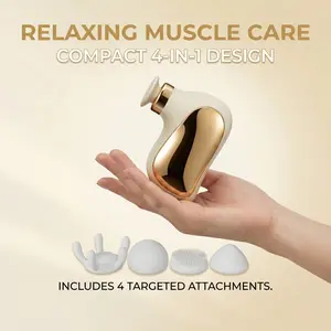 Mini Massage Gun with 4 Speeds, Pocket-Sized Quiet Muscle Comfort Device with 4 Interchangeable Heads, Ideal Father's Day Gift for Dad Men Women