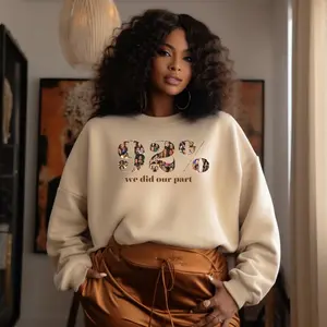 92% Black Women Sweatshirt - Fashion Casual Long Sleeve Crewneck, Statement Graphic Pullover, Trendy Street Casual Sweatshirt for Women