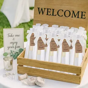 6 Piece Set (18PCS)Gift for Her/Him Wedding Favors Folding Handheld Fans with Thank You Tags & Netting Bags - White Paper Craft Fans Suitable for Weddings, Showers, Birthdays, Bridal Showers - Foldable Party Decorations, DIY Crafts, Photography Props