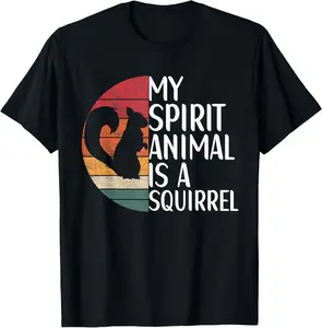 Casual Cotton shortsleeve tees  My Spirit Animal Is A Squirrel Squirrel Apparel Vintage T-Shirt