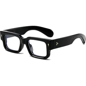 Square Thick Frame Glasses for Women Men Chunky Rectangle Blue Light Glasses Non Prescription Eyeglasses