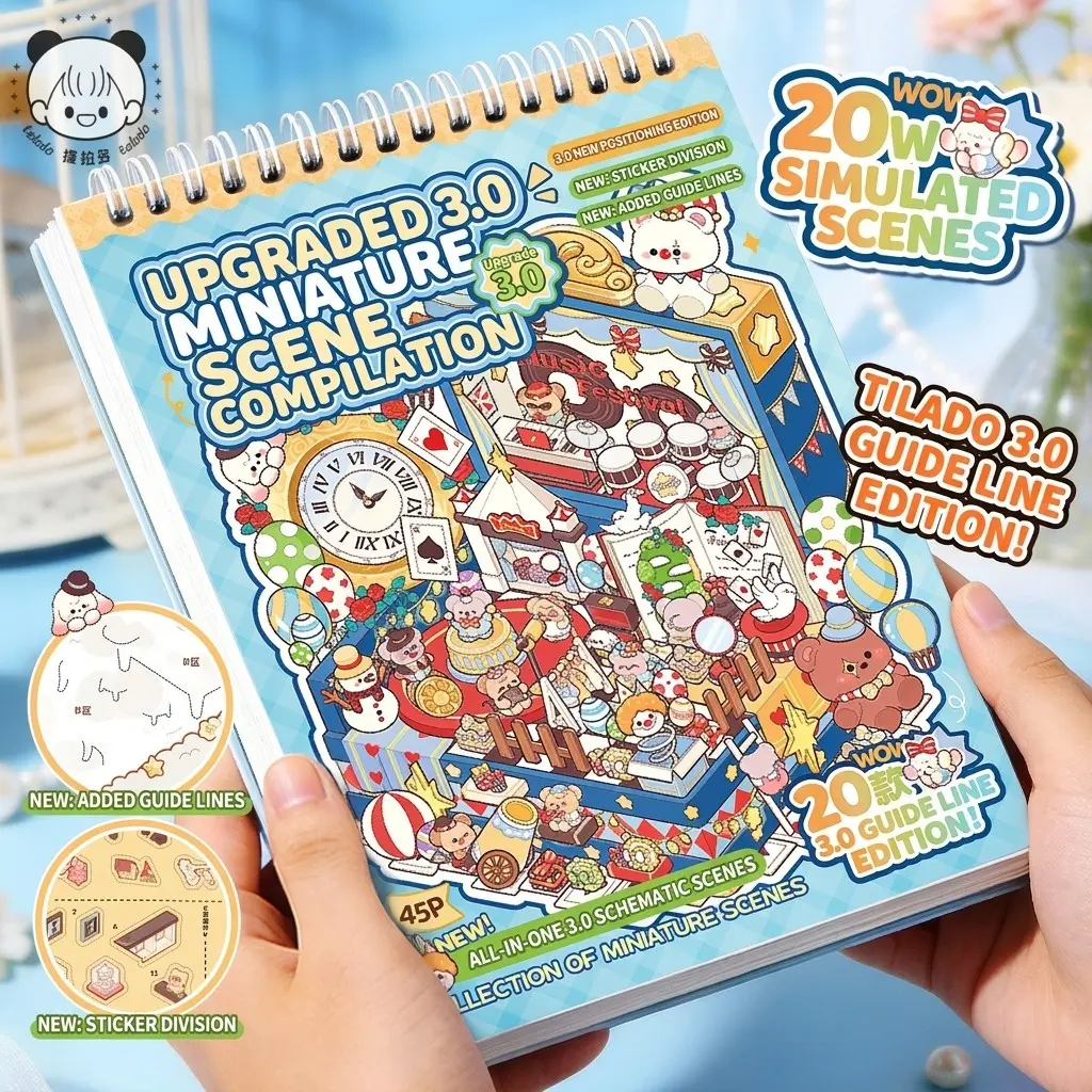 20 Large Scene Stress Relief Sticker Book, Sticker Collage Pack, Stickers for scrapbooking, 24 Sticker Sheets + 20 Creative Scenes, 1;1 Full-Size Reference, Detailed Tutorial, Tweezer & Bonus Stickers Included, DIY Crafts, Anxiety Relief