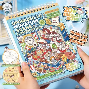 [20 Large Scene Stress Relief Sticker Book] 24 Large Sticker Sheets + 20 Creative Scenes, 1;1 Full-Size Reference, Detailed Tutorial, Tweezer & Free Bonus Stickers Included | Girly DIY Crafts, Indoor Leisure, Cozy Hobby, Anxiety Relief