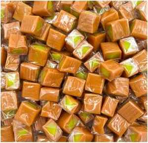 Caramel Cubes Candy | 1 Pound Bag - Approx. 75 Count | Green Apple Filling | Individually Wrapped