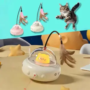 Smart Cat Toy with Feather, Electric Moving Interactive Pet Laser Toy, Fun Training Toy for Cats, Avoid Obstacle Design