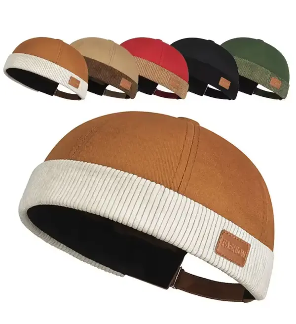 Dome Melon Cap Men Women Fashion Vintage Brimless Hat Hip Hop Landlord Hat Unisex Skullies Beanie Multicolor Docker Cap Hand Wash Only