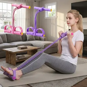 6-Tube Elastic Resistance Trainer with Foot Pedals – Portable, Stretchable & Simple to Use