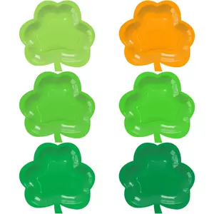 72pcs St. Patrick's Day Paper Plates,Shamrock Shaped Disposable Plates,for Holiday Party Table Decor Supplies,9 Inch