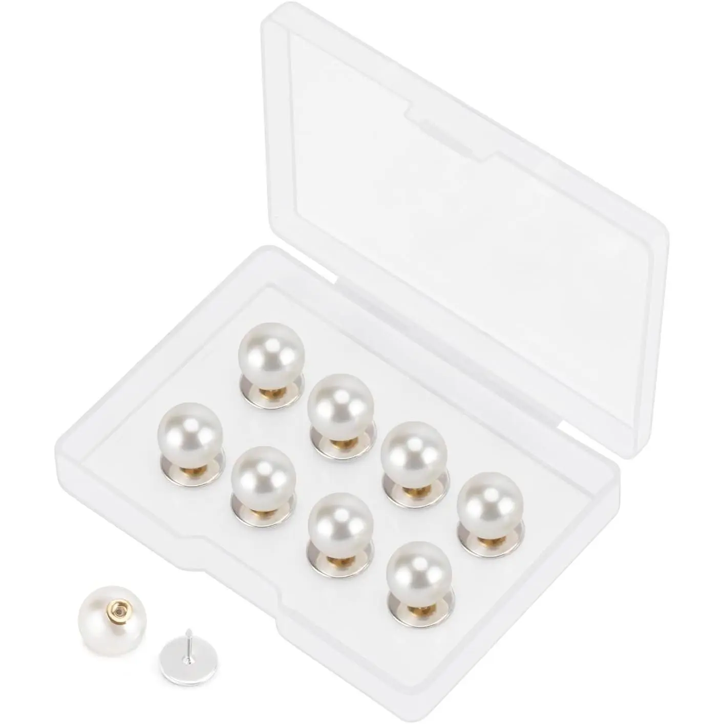 8 Sets 10mm No-sew  Buttons, Detachable  Pins, Fixed Brooches, DIY Sweater Buttons, Woolen Sweaterspearl Button Set, for Women (, 10mm)