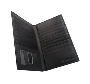 Long 20-Card RFID Cowhide Leather Wallet for Men