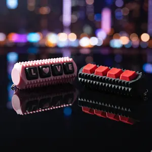 Button styles,Little Ouchies Grippie Design for Stress Relief, Button Clicks, Portable Stim Tool,Spiky Grippie Stim, 3D Printed Toys Pain Stim Fidget, Pocket Mini Fidget Toy for Adults Novelty Gifts,Grippie stim keychain ﻿