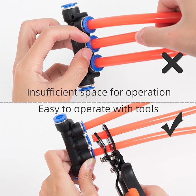 Air Hose Connector Removal Tool Push-to-Connect Fittings Disconnect Pliers for Automotive Pneumatic Air Line Repair Quick Release Fitting Pliers One-Hand Operation Compact Design