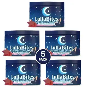 5pack LullaBites Natural Sleep Gummies - 30 Servings -Sweet Strawberry Stars