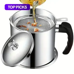 Stainless Steel Oil Pot with Tray and Lid, Kitchen Oil Dispenser and Bacon Grease Container, Cooking Oil Container, Olive Oil Dispenser, Kitchen Gadget, Oil Drip Drainer #GLOBAL PICKS