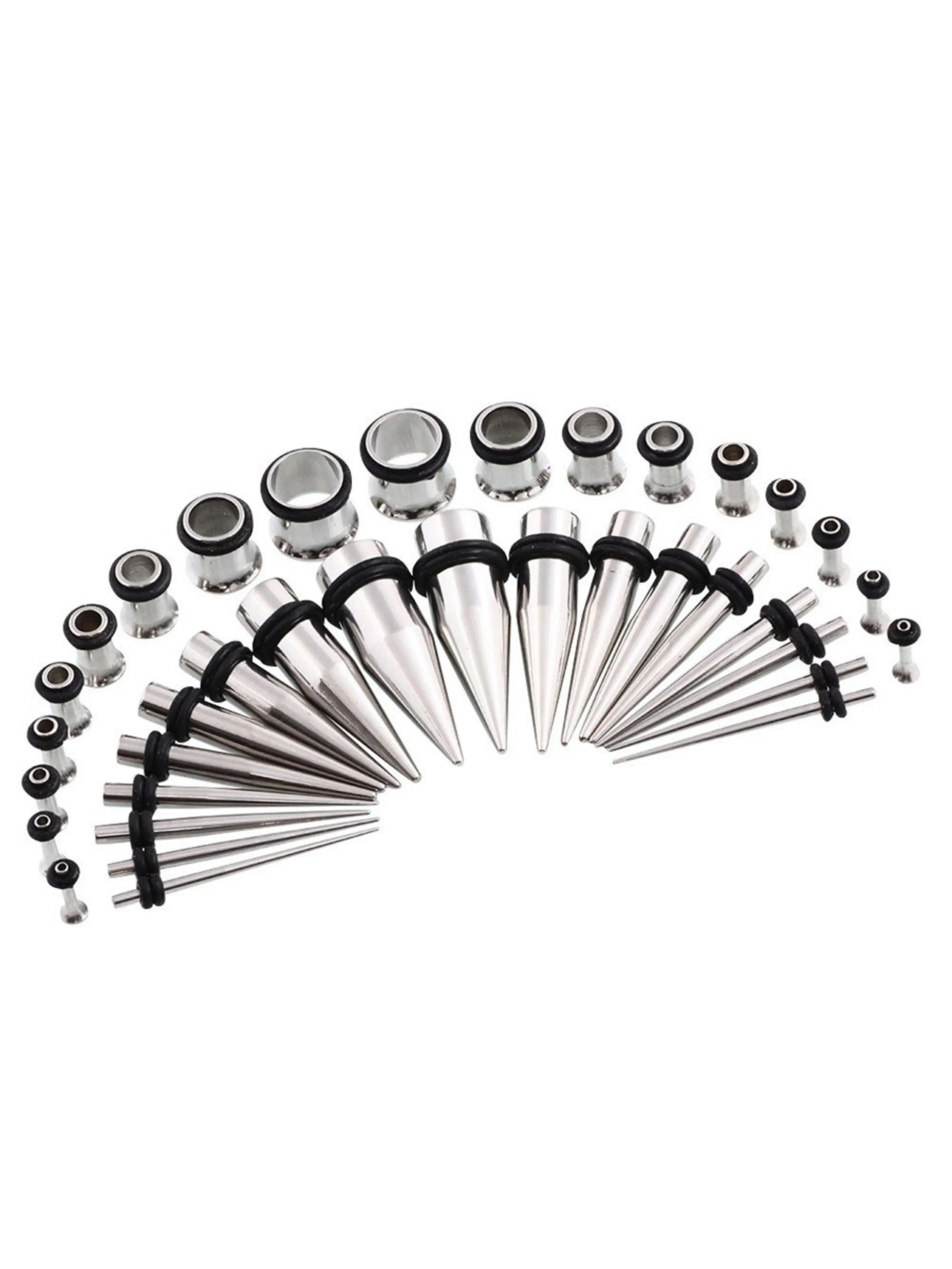 36pcs Stainless Steel Ear Taper Kit, Ear Gauges & Stretching Expander Set, Ear Piercing Tool for Ear Plugs & Tunnels Jewelry, Body Piercing Jewelry 14g-00g, Pierce