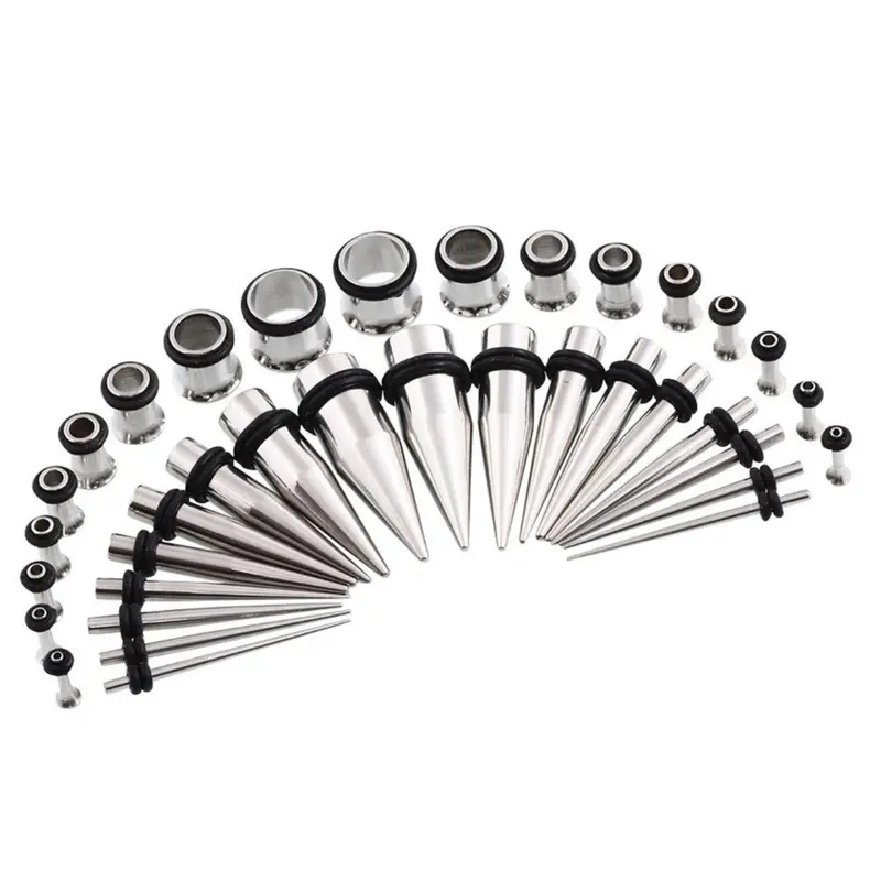 36pcs Stainless Steel Ear Stretching Kit, Expansion Set, Ear Gauges Expander Set, Ear Tapers with Plugs & Tunnels, Body Jewelry