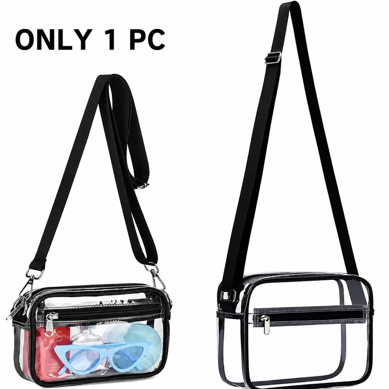 Women's Stadium-Approved Clear Crossbody Messenger Bag - Waterproof Durable Transparent Zipper Purse for Concerts, Outdoor Activities, Casual Organized Daily Use