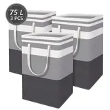 75L Fabric Freestanding Foldable Laundry Basket with Easy-Carry Handle, Waterproof Collapsible Home Storage Organizer for Clothes, Towels, Bedroom & Dormitory Use,home decor