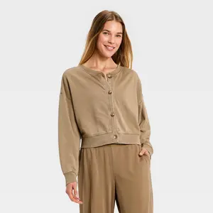 Women's French Terry Cardigan - Auden Brown XL
