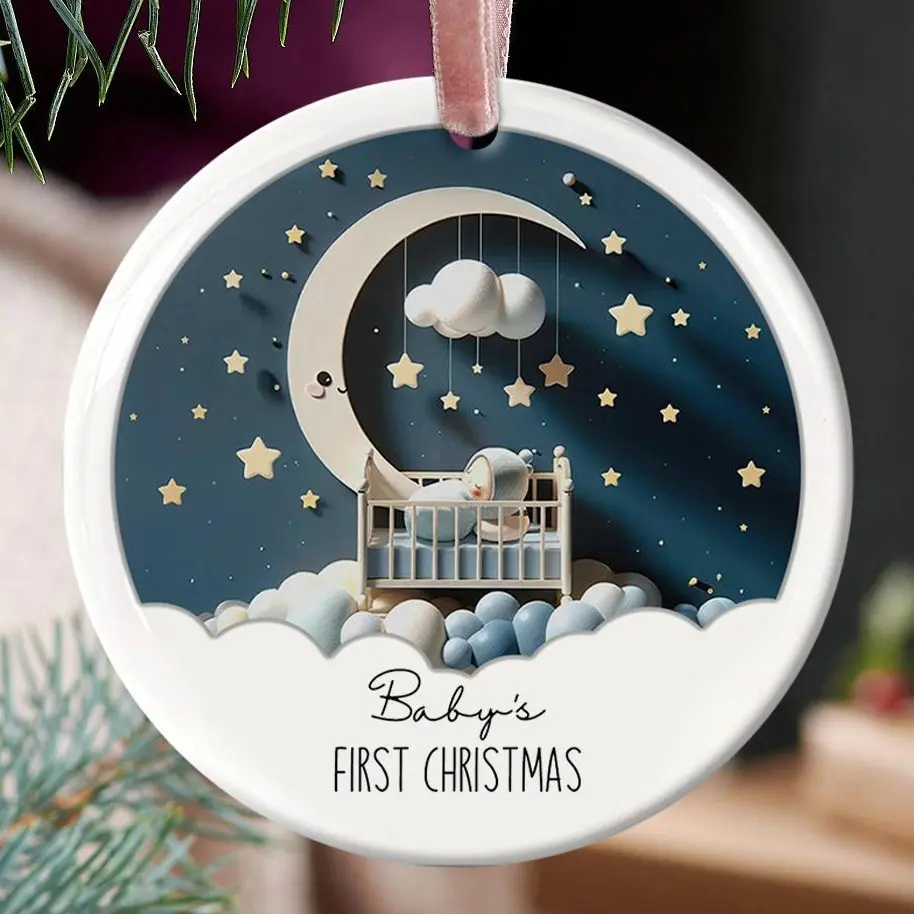 Baby's First Christmas Ornament, Baby 1st Christmas Ceramic Ornament, New Baby Christmas Ornament, First Xmas Ornaments, Baby Ceramic Keepsake, Newborn Onaments, Newborn Gifts, Holiday Ornaments