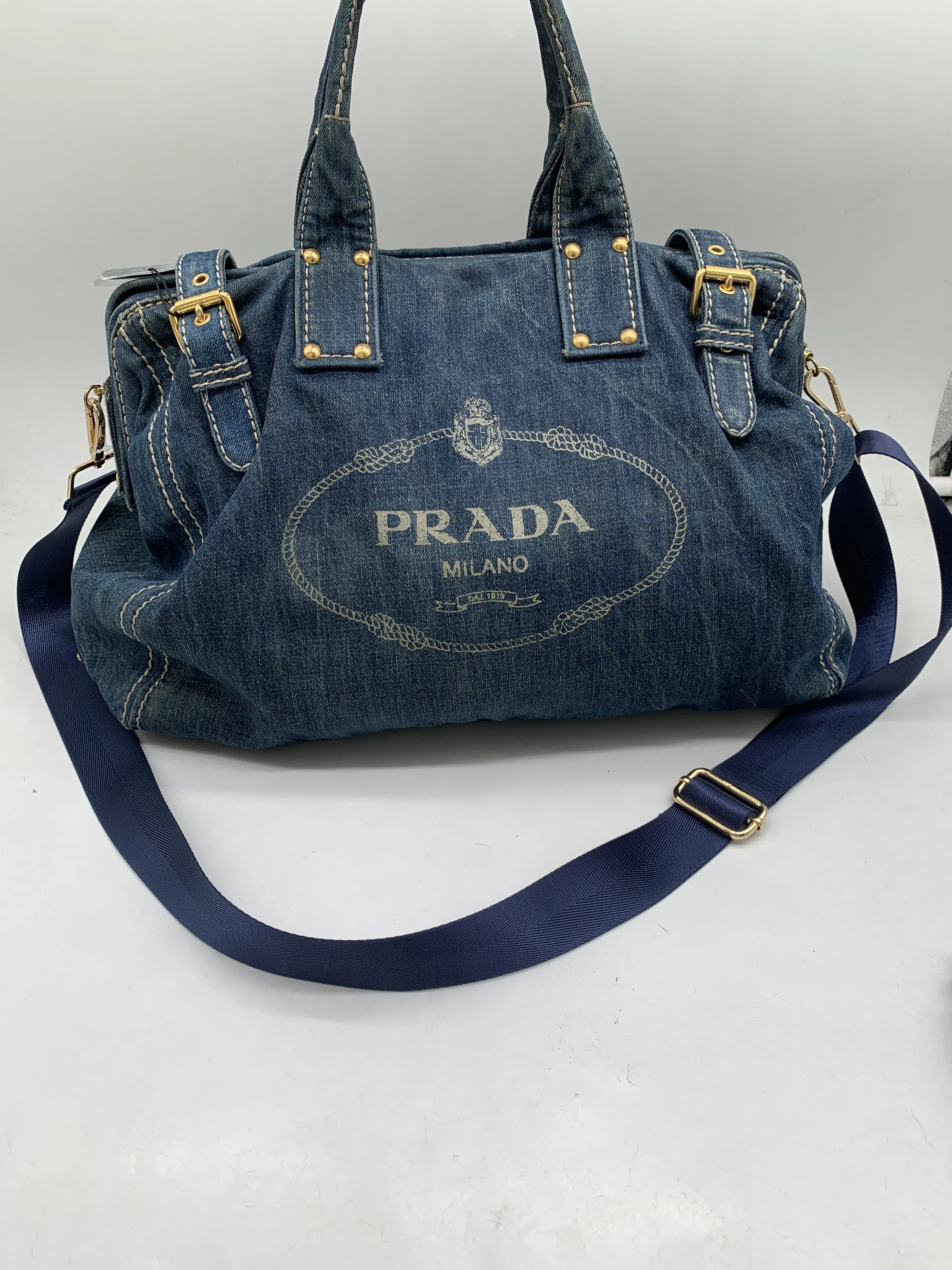 Pre-owned PRADA Denim Handbag With Detachable Shoulder Strap/FYWJ06210412/0412