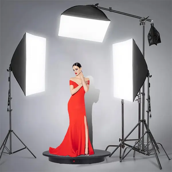 Motorized Rotatable Display Stand Platform - 16.54in Black, 220Lbs Load, 360-Degree Smooth Mute Rechargeable Wireless Remote Vlogging Gear for Photography, Wireless Remote 360° Rotation Studios