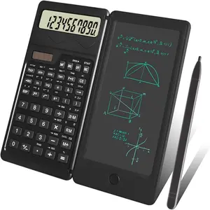 Foldable scientific calculator, 10-digit large display calculator, with erasable writing pad and mini pen, portable math calculator, suitable for home, school, office, dormitory, travel, as a learning gift
