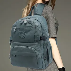 Women'S Large Capacity Backpack - Durable Nylon School Backpack With Multiple Zipper Compartments, Adjustable Thickened Shoulder Straps And Laptop Sleeve, Lightweight Backpack Suitable For College, Travel - Available Colors: Navy Blue, Lake Blue,