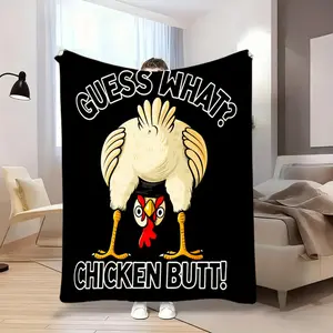 Chicken Butt Humor Print Flannel Blanket - Soft Warm All-Season, For Sofa, Bed, Office, Camping, Perfect Gift Birthday Gift