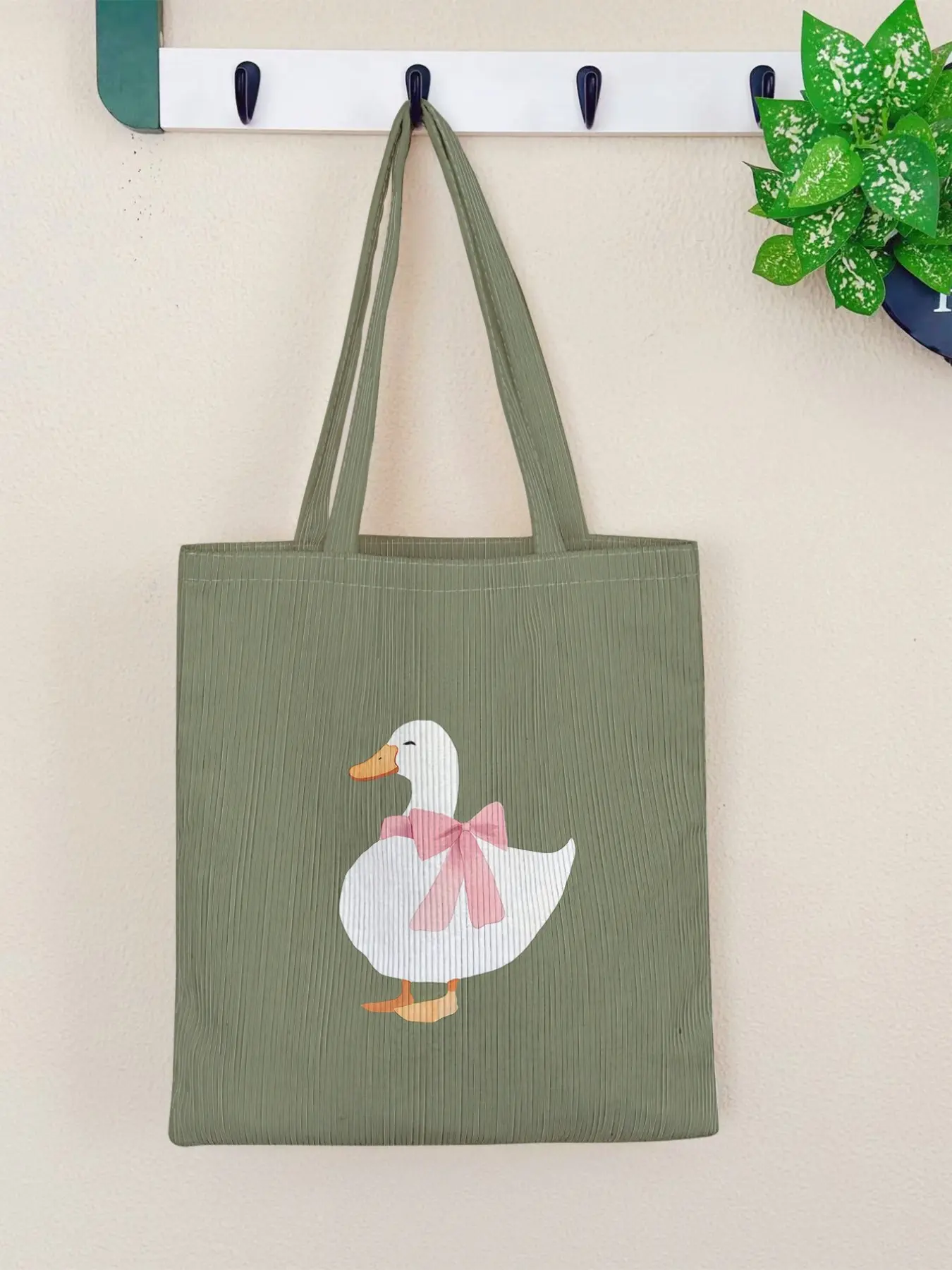 Duck Pattern Printed Handbag, Large Capacity Shoulder Bag, Casual Simple Daily Use, Suitable for Men and Women, All Seasons