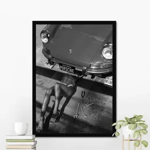 Vintage Car Poster, 911, Classic Sports Car Wall Art, Vintage Girl Car Poster, Iconic Car Poster, Old Car Poster, Vintage Sports Car Artistic Cotton Decor Print Artwork Matte Minimalist Ornaments Decoration Photo wall decor posters Black And White Modern