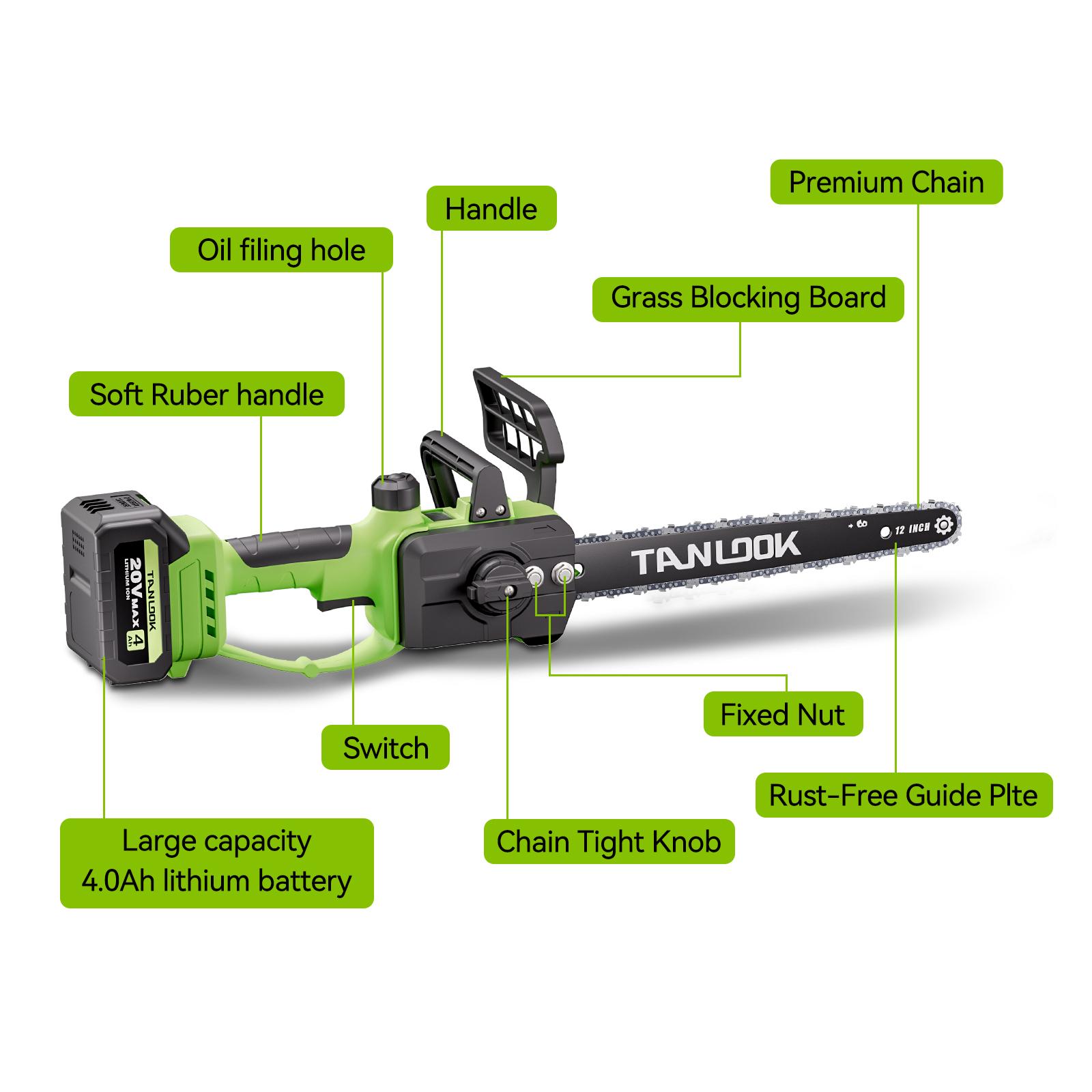 Outdoor Cordless Chain saw 12" Wide Guide Rail–Compact handheld electric chainsaw,equipped,2×4Ah batteries,highly efficient for wood cutting,tree trimming and pruning–ideal for woodworkers and DIY enthusiasts garden gadgets yard tool gardening work MJ3