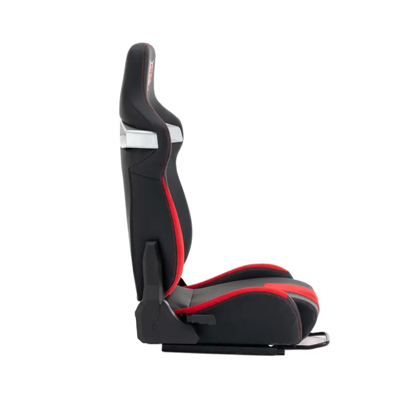 Modern Universal PVC Bucket-Style Reclinable PU Leather Gaming Racing Simulator Seat with Adjustable Lock Slide, Rolling Cast Iron Base, Gaming Console Compatibility & QR Code Feature (Excludes transmissions, racks, pedals, steering wheels, televisions)