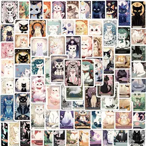 78 sheets of cat tarot stickers, DIY for decorating guitars, suitcases, notebooks, waterproof, removable, children's stickers