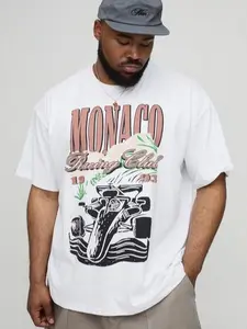 Plus Oversized Monaco Racing Car Print T-Shirt