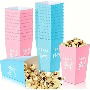 10pcs Party Gift Box Packaging Candy Box Popcorn Box, and Blue Style Boxes, Perfect for Gender Reveal Parties, New Year Gifts, Baby Shower Supplies