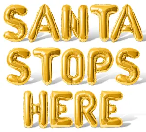 Letter Balloons - SANTA STOPS HERE 16" Inch Alphabet Letters Foil Mylar Balloon Christmas Party Banner