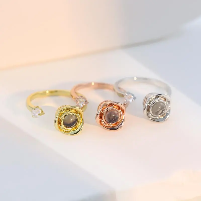 L&M Custom Photo Projection Couple Rings Personalized Birthday Gift Open Adjustable Design Perfect Gift for Mom Partner Engagement Rings Eddie Stranger Things Style,custom gift mariah oval cut ring