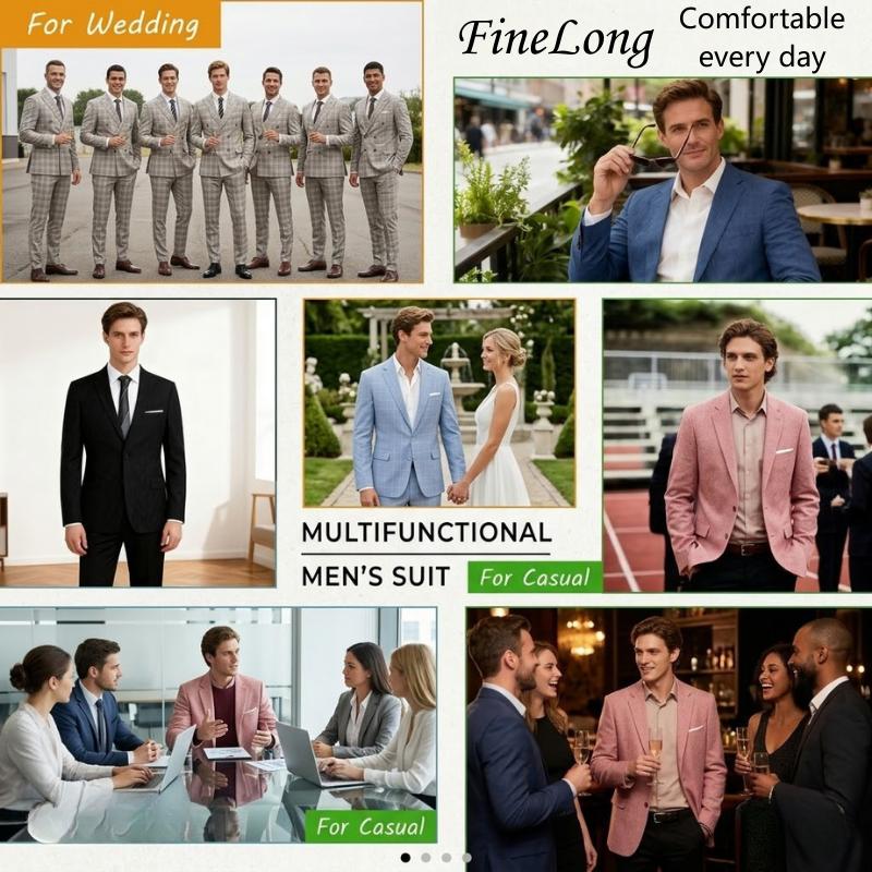 Live stream discounts Two-piece versatile suit set, slim-fit men's suit, office suit, fashionable and multi-functional suit, casual business single-breasted suit.