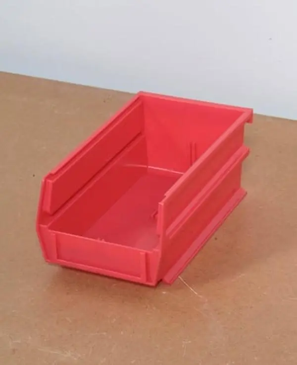 Triton Products 3-220R Red Stacking Hanging Interlocking Polypropylene Organiser Boxes, 7.38 In. L x 4.13 In. W x 3 In. H, Wall-Mount Slide Design, 24 CT
