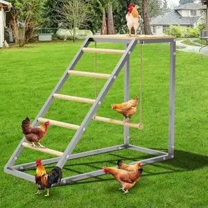 Free-Standing Chicken Perch, Chicken Roosting Bars with Removable Swing and Ladder Design for Backyard Farm, Chicken Perch for Coop, Easy Installation, 37.6" L x 15.7" W x 27.5" H