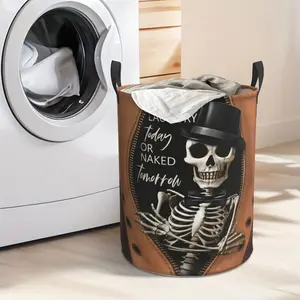 A Dirty Laundry Basket with A Skull Pattern on The Lid, A Super Large Foldable Laundry Basket, A Round Laundry Basket with A Handle, An Ideal Choice for Storing Toys and Dirty Clothes on The Bed or In The Bathroom, Laundry Basket