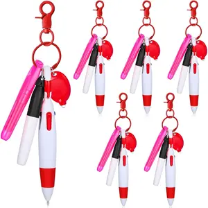 30 count Retractable Shuttle Pen Clip with Mini Highlighter Nurse Badge Pen Neon Marker LED  Ring Clip
