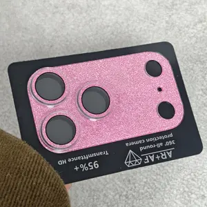 Pink Glitter Camera Lens Protector, Compatible Models: iPhone 17/16/15/14 Pro Max,  and Plus Series. Stylish iPhone 15 Plus Scratch-Resistant, Durable, High-Quality Camera Lens Protector