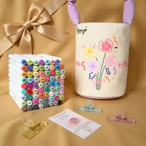 Bianyo 72 Pastel Colors Alcohol Brush Markers Set, Brush & Chisel Tips, Smooth Ink No Streaking, Includes Plush Marker Bag, 3 Jelly Clips & 1 Emotional support card, Coloring Kit, Mother’s Day Gift